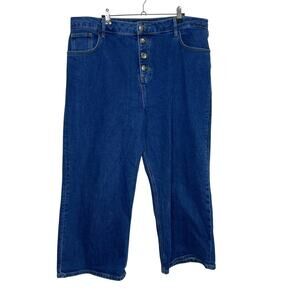 Boden Denim Blue Button Fly Wide Leg Size 16/18
